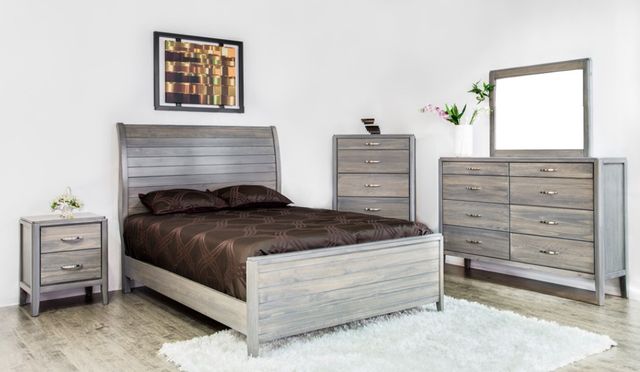 Mako Wood Furniture Sage Gray Queen Panel Bed-1