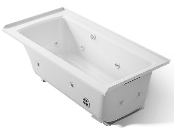KOHLER® Archer® Ice Gray 60" x 30" Alcove Whirlpool Bath with Bask® Heated Surface - Right Drain-0
