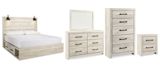 Signature Design by Ashley® Cambeck 5-Piece Whitewash King Panel Storage Bed Set-0