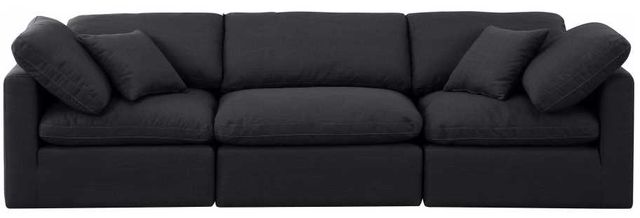Meridian Furniture Indulge 3-Piece Black Linen Sofa-1