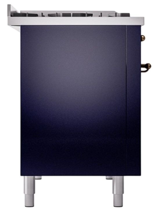 Ilve® Nostalgie II Noblesse 48'' Midnight Blue Pro Style Dual Fuel Range with Burnished Trim-2