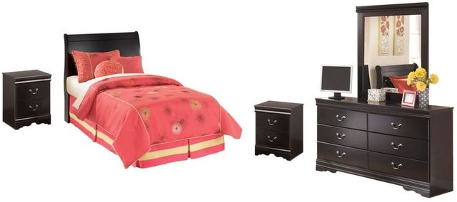 Signature Design by Ashley® Huey Vineyard 4-Piece Black Twin Sleigh Headboard Set-0