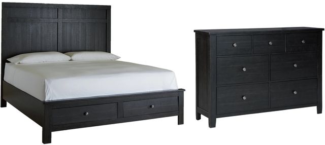 Benchcraft® Noorbrook 4-Piece Black King Storage Panel Bed Set-0