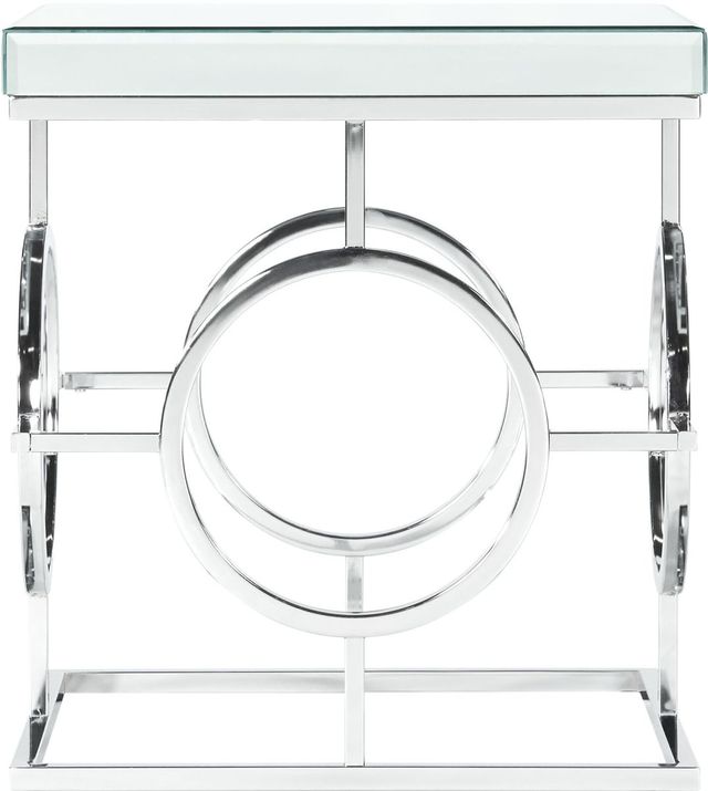 Elements International Pearl Glass Top End Table with Chrome Base-2