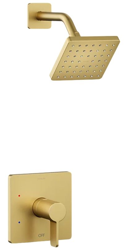 KOHLER® Parallel® Rite-Temp® Vibrant Brushed Moderne Brass 1.75 GPM Shower Trim Kit-0