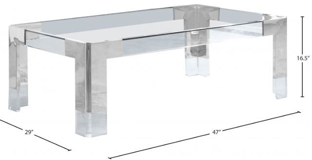 Meridian Furniture Casper Glass Top Rectangular Coffee Table with Chrome Base-2