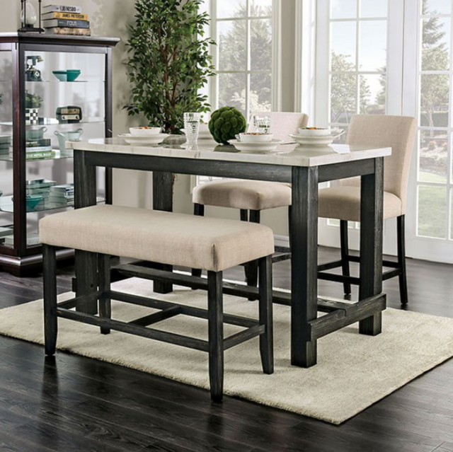 Furniture of America® Brule Black Counter Height Dining Table with Antique White Top -0