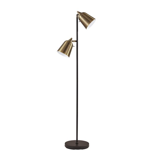 Adesso® Malcolm Matte Black And Antique Brass Floor Lamp-0