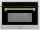 ZLINE Autograph Edition 24" 1.6 Cu. Ft. Stainless Steel Built-in Convection Microwave Oven with Polished Gold Helix Handle-0