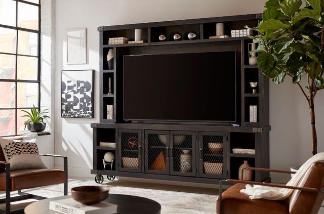 aspenhome® Industrial Ghost Black 84" Console and Hutch-1