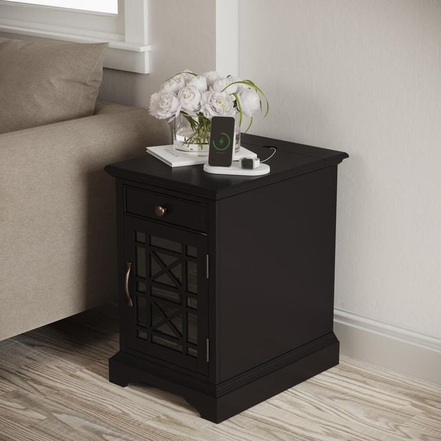 Jofran Inc. Craftsman Antique Black Power Chairside Table-1