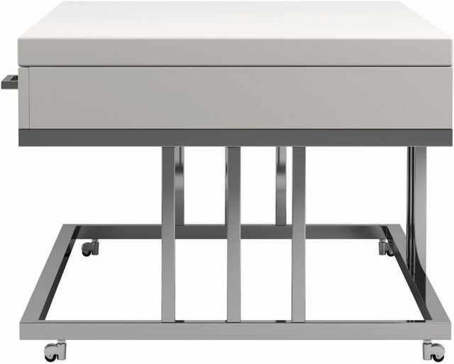 Coaster® Dalya Glossy White Two Drawers Rectangular Coffee Table with Chrome Base-1