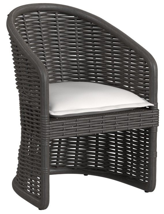 Sunset West Cabo Kahlua Resin Wicker Outdoor Dining Arm Chair with Soothe Pearl Cushion-0