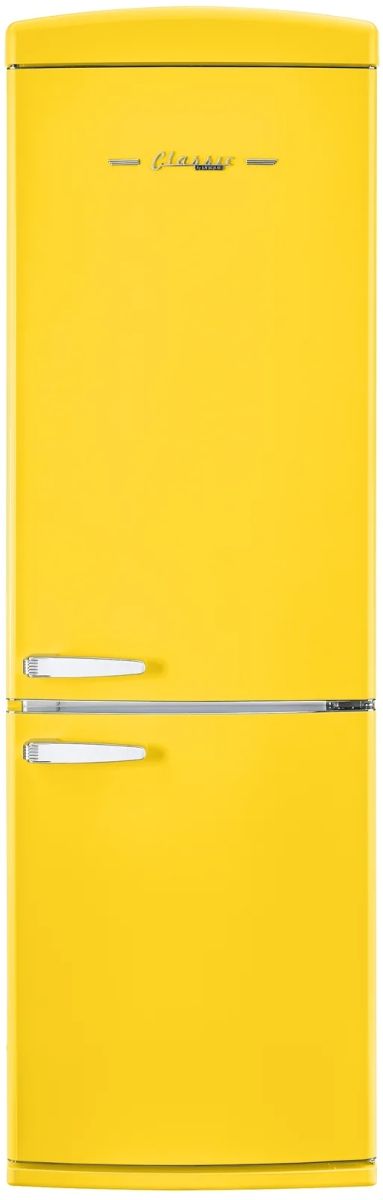 Unique® Appliances Classic Retro 24" 11.7 Cu. Ft. Canary Yellow Counter Depth Bottom Freezer Refrigerator-0