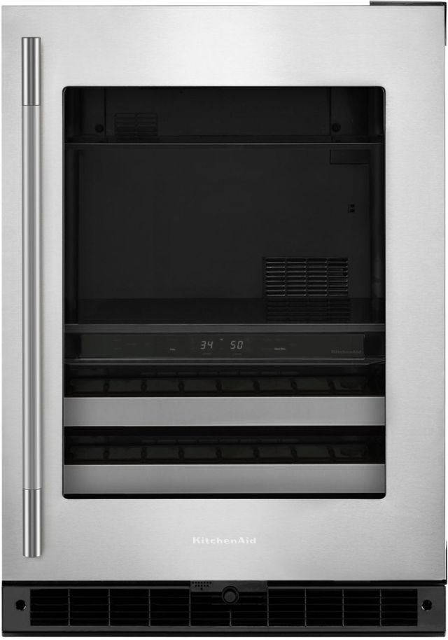 KitchenAid® 24" 4.9 Cu. Ft. Black/Stainless Steel Beverage Center -0