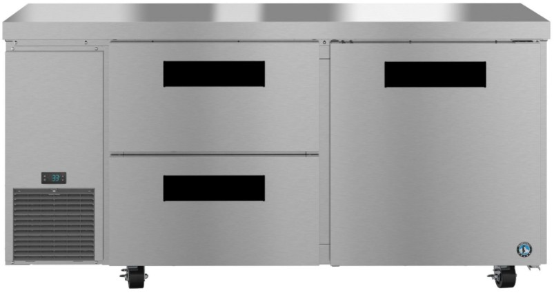Hoshizaki Steelheart® 67" 19.97 Cu. Ft. Stainless Steel Two Section Undercounter Side Mount Refrigerator with Drawer/Door Combo
