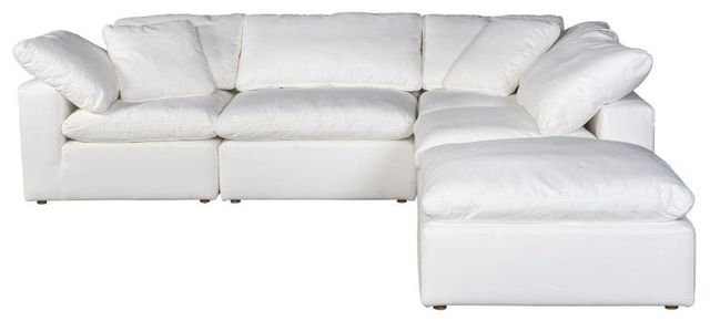 Moe's Home Collection Clay Dream 5-Piece Cream White L-Shaped Modular Sectional and Ottoman-3