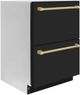 ZLINE Autograph Edition 24 in. Touchstone 168 Can Outdoor-Rated Dual Refrigerator Drawer with Black Matte Doors and Champagne Bronze Handles-1