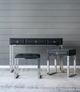 A & B Home Black Velvet/Sliver Console Table And Stool Set-4