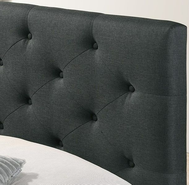 Furniture of America® Sybella Dark Gray Twin Upholstered Panel Bed-1