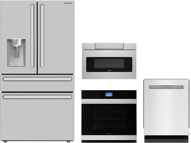 Sharp® 4 Piece Stainless Steel Kitchen Appliance Package