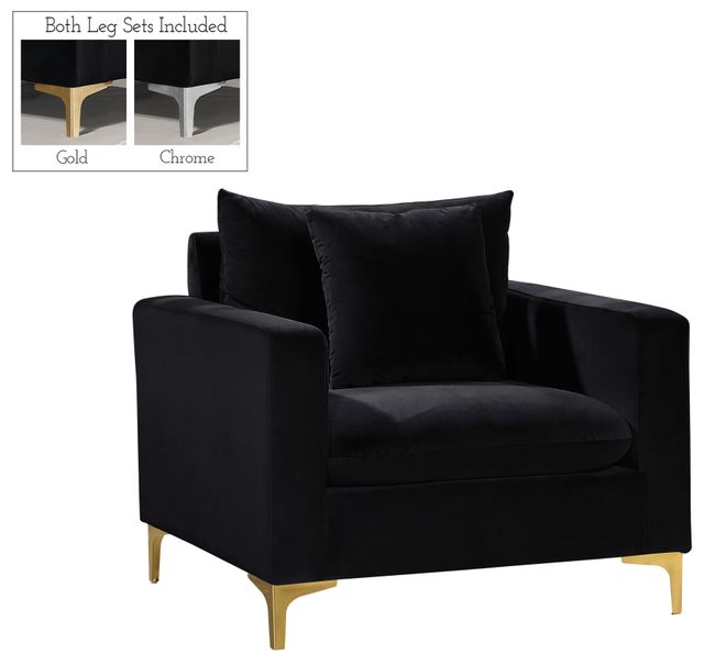 Meridian Furniture Naomi Black Velvet Chair-0