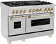 ZLINE Autograph Edition 48" Stainless Steel Pro Style Dual Fuel Range with Polished Gold Accents -4