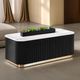 Furniture of America® Virden White Rectangle Cocktail Table with Black/Gold Base-0