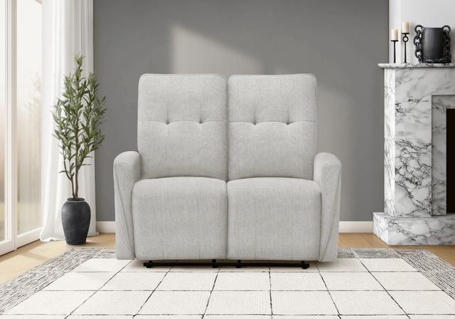 Monarch Specialties Inc. Light Grey 50" Small Upholstered Power 2-Seater Reclining Loveseat-1
