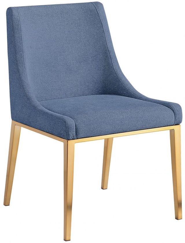 Meridian Furniture Haines 2-Piece Brushed Navy/Gold Linen Dining Chair Set-0