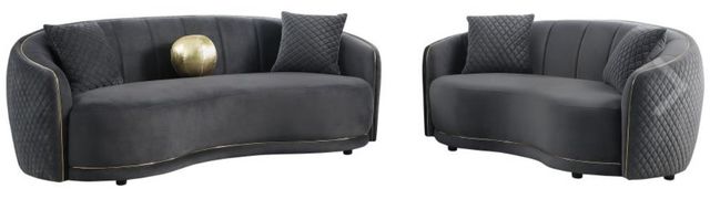 Coaster® Brookside 2-Piece Dark Gray Velvet Upholstered Curved Living Room Set-0