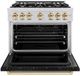 ZLINE Classic 36" Stainless Steel Pro Style Gas Range with Black Matte Door and Polished Gold Accents -1