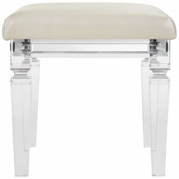 Elements International Twenty Nine White Vanity Stool-1