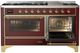 Ilve® Majestic III 60" Burgundy Pro Style Dual Fuel Liquid Propane Range with Triple Glass Door and Brass Trim-3