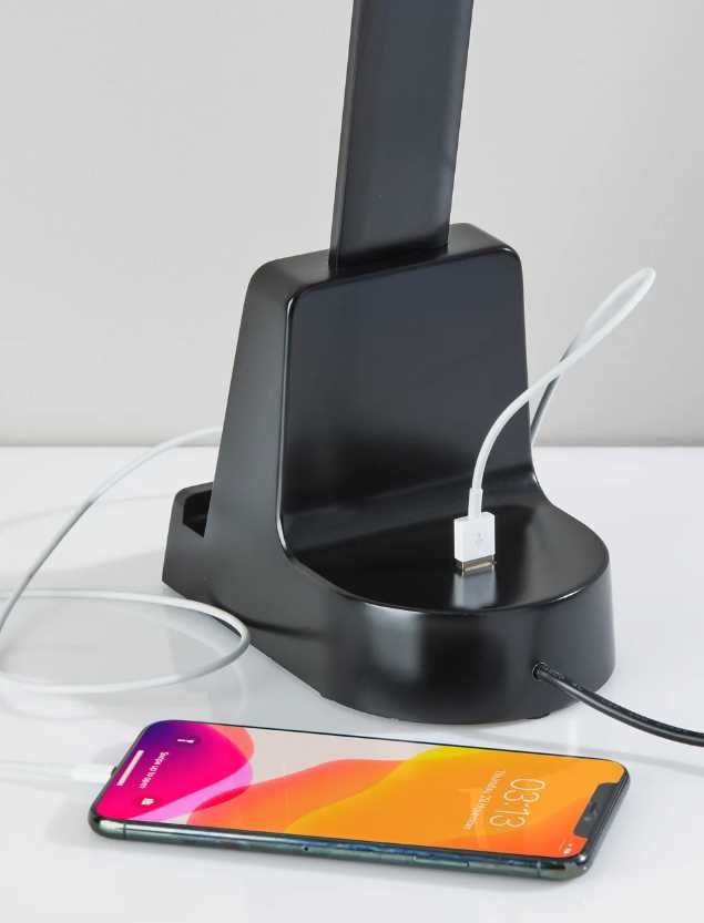 Adesso® Cody Matte Black LED Wireless Charging Desk Lamp-1