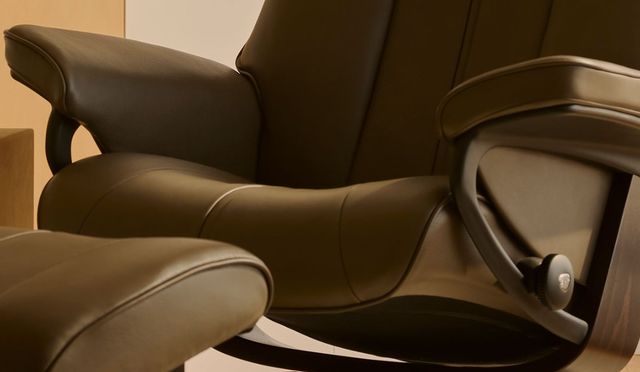 Stressless® by Ekornes® Customizable Paul Medium Cross Base Manual Recliner with Ottoman-1