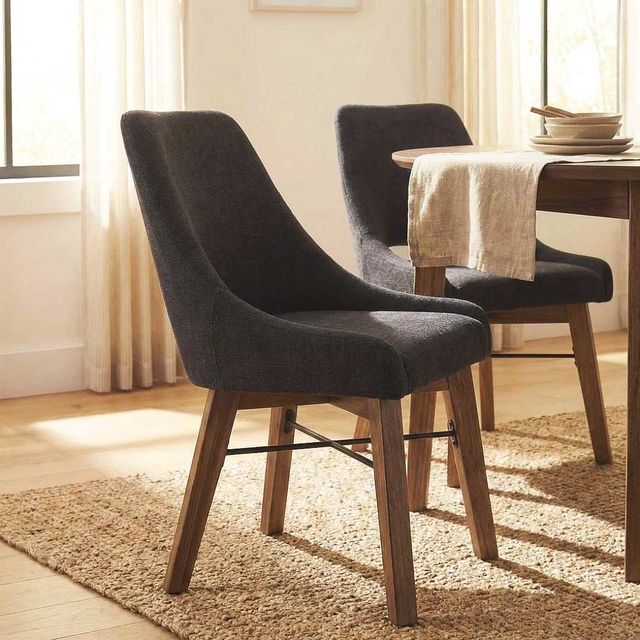 LH Home Gia Graphite Grey/Warm Pecan Curved Dining Chair-1