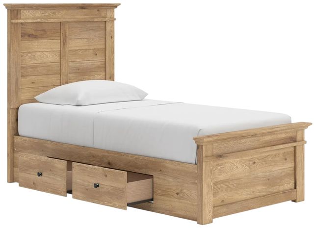 Signature Design by Ashley® Makidern Tan Twin Panel Bed with 4-Drawer Storage-3