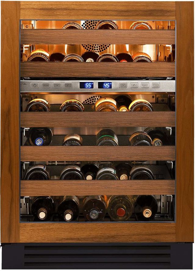 True® 24” 5.3 Cu. Ft. Glass Panel Ready Dual Zone Left Hinge Undercounter Wine Cooler-0