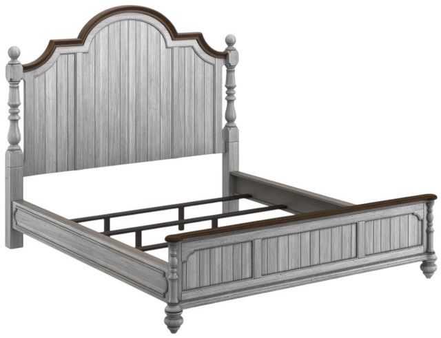 Flexsteel® Plymouth® Distressed Graywash California King Panel Bed-1