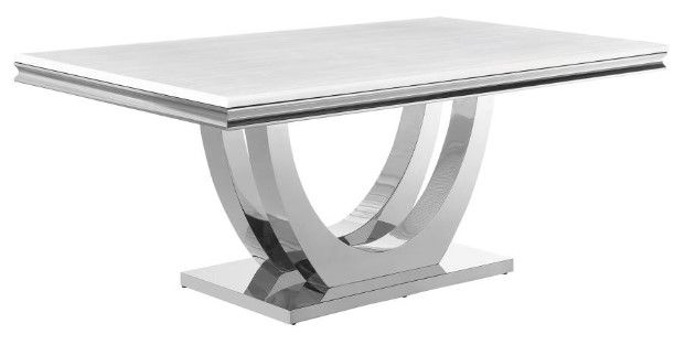 Coaster® Kerwin 5-Piece Chrome/White Rectangular Dining Table Set -1