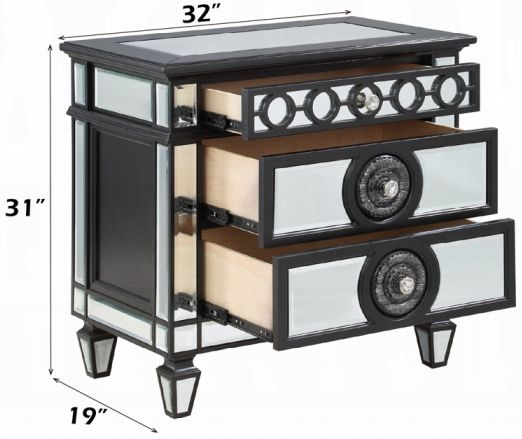 ACME Furniture Varian II Black/Mirrored Nightstand-2