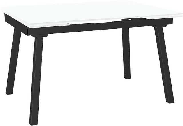 Amisco Customizable Lewis 72" Rectangular Extendable Table with 0.5" White Glass Top and 2 Leaves-0