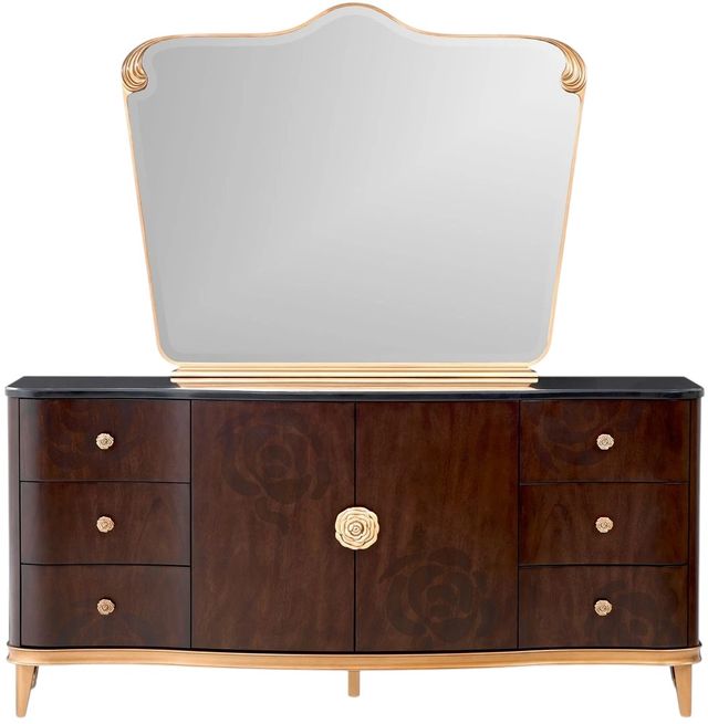 Michael Amini® Camellia Field Pecan-V166 Warm Pecan Dresser with Mirror-1