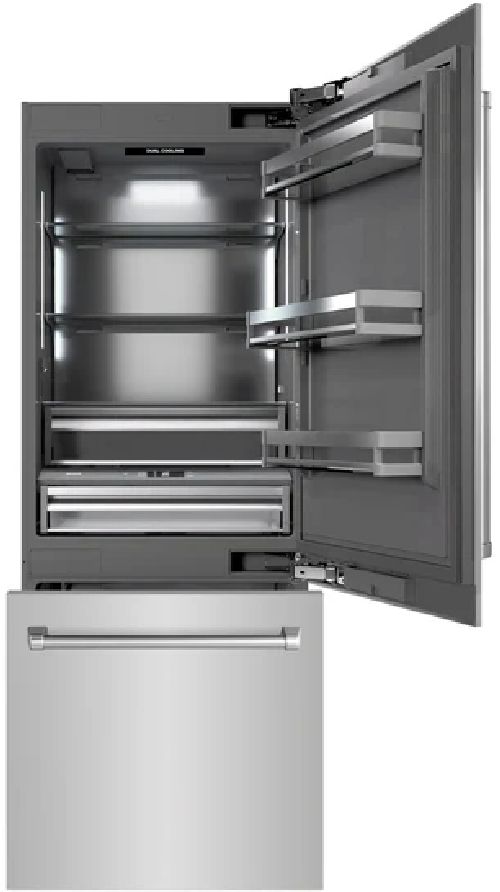 ZLINE 30" 16.1 Cu. Ft. Stainless Steel Built-In Bottom Freezer Refrigerator with Graphite Gray Interior-1