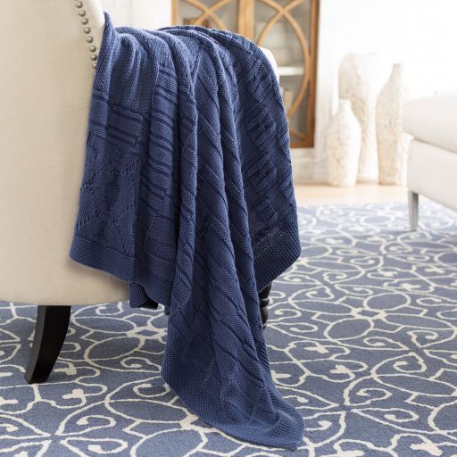 Surya Copen Dark Blue 50"x60" Throw Blanket-3