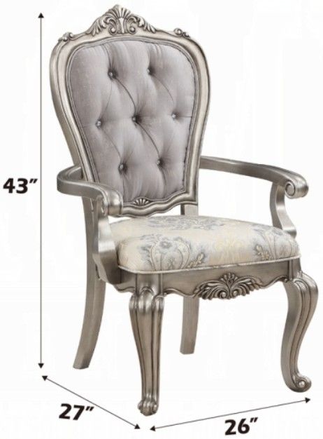 ACME Furniture Ariadne 2-Piece Antique Platinum/Beige Arm Chair Set-2