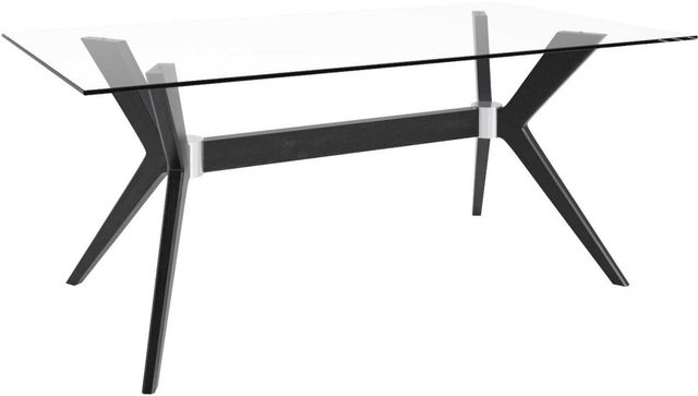 Canadel Downtown Rectangular Glass Table with Peppercorn Washed Trestle Base-0