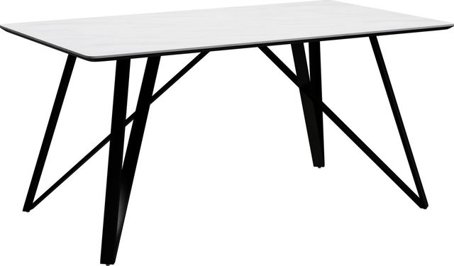 Emerald Home Trista Marbled White Dining Table with Black Legs-0