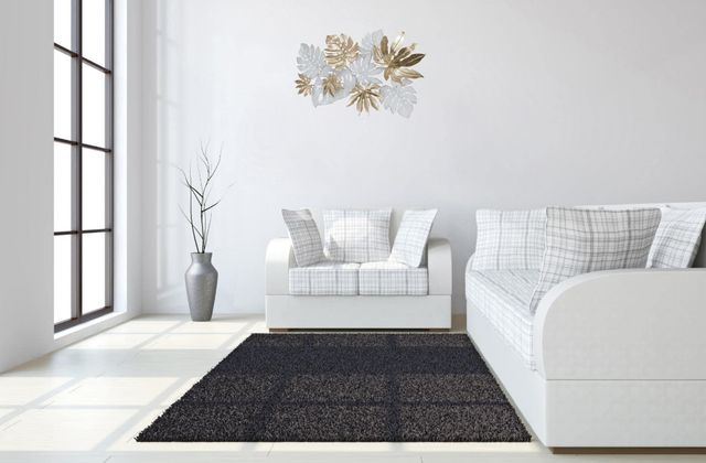 Classy Living Gold and White Tropical Leaves Wall Decor-1